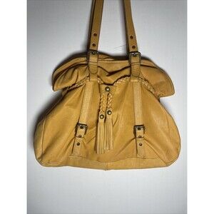 Marzia Leather Shoulder Bag Yellow Slouchy Boho Soft Large Bag Made In Italy